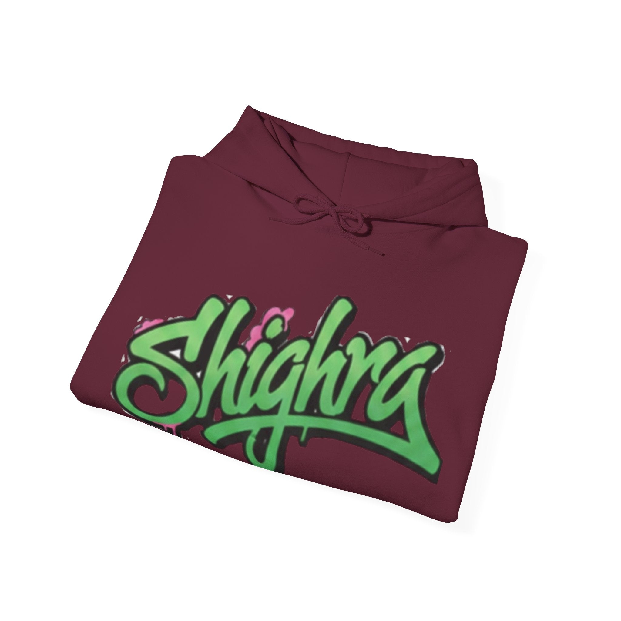 Shighra Graffiti Hoodie — Green Street-Style Script Pullover