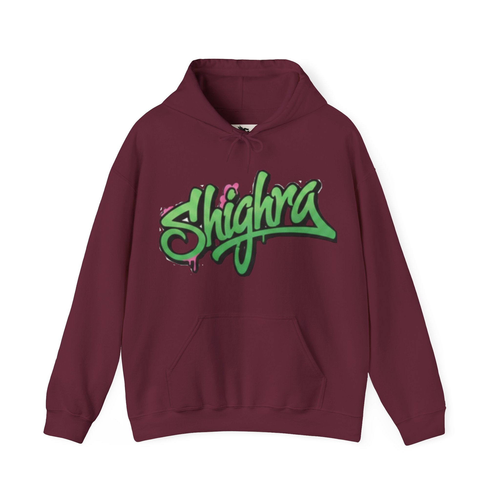 Shighra Graffiti Hoodie — Green Street-Style Script Pullover