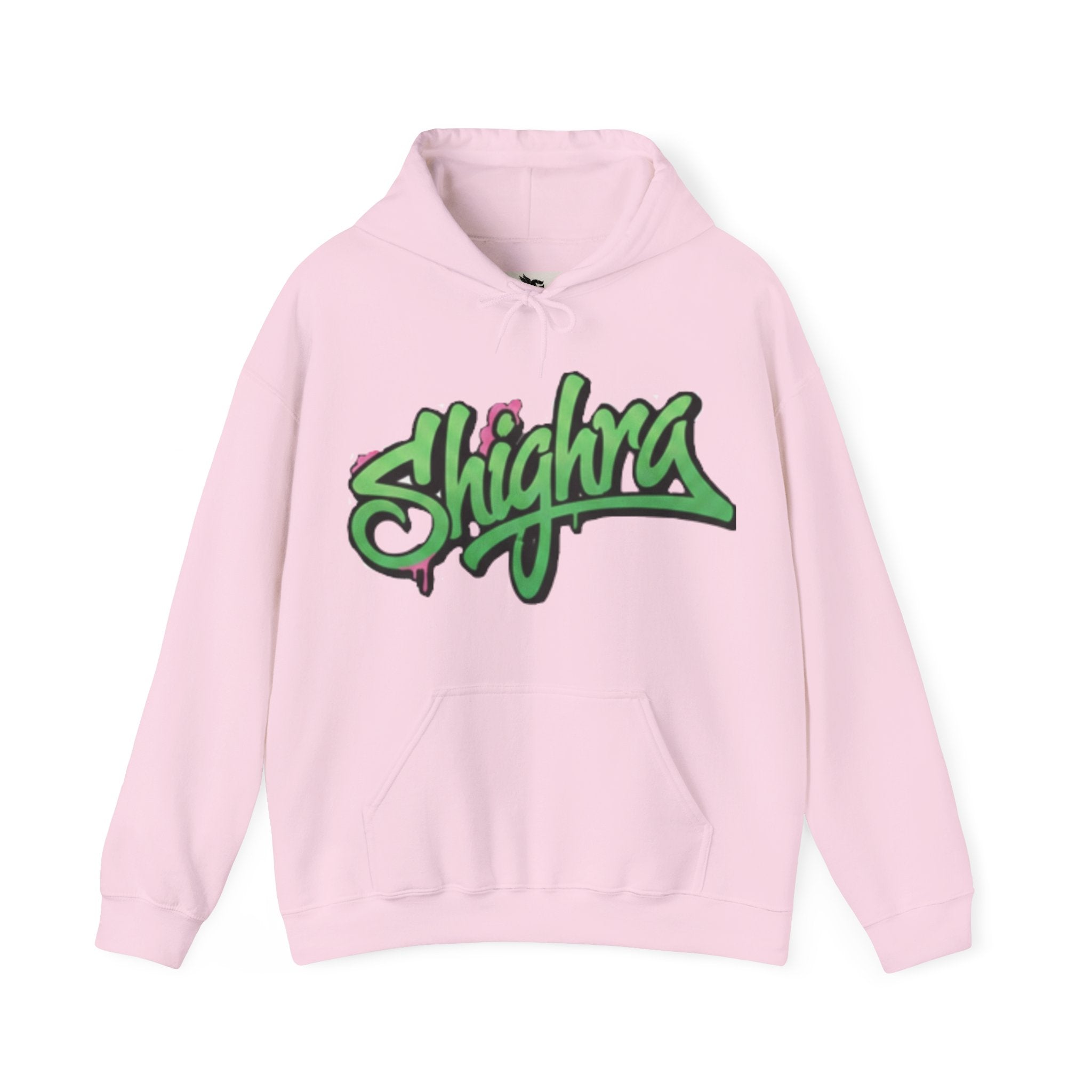 Shighra Graffiti Hoodie — Green Street-Style Script Pullover