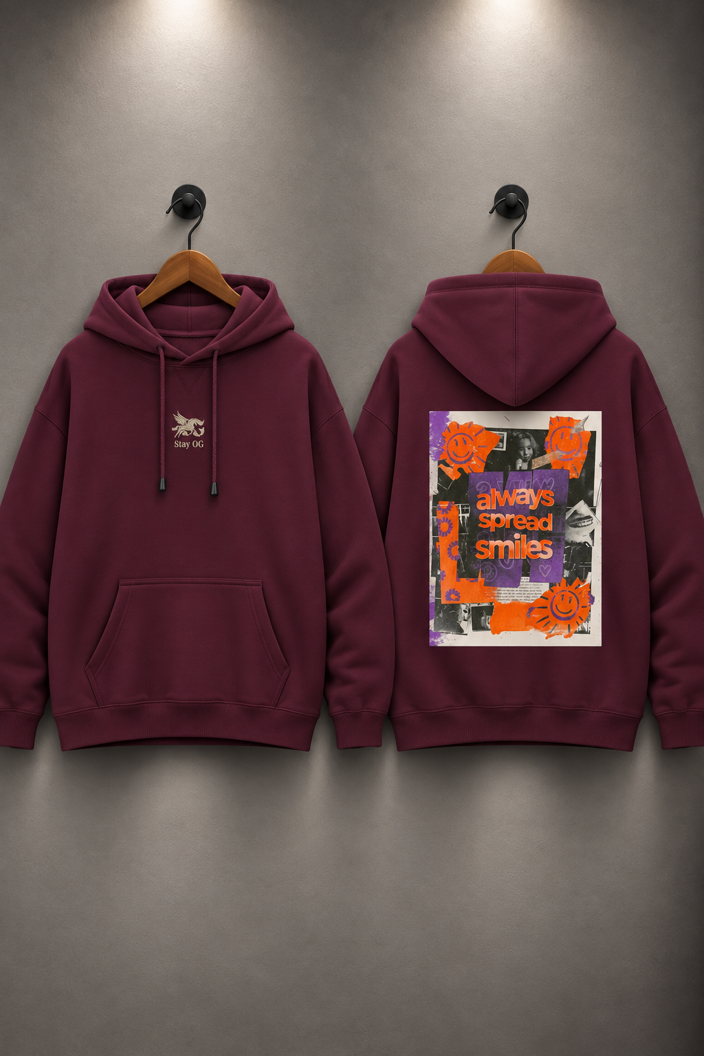 Kangaroo Pocket Hoodie - 'Always Spread Smiles'