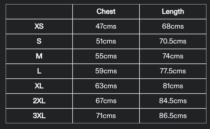 Size chart