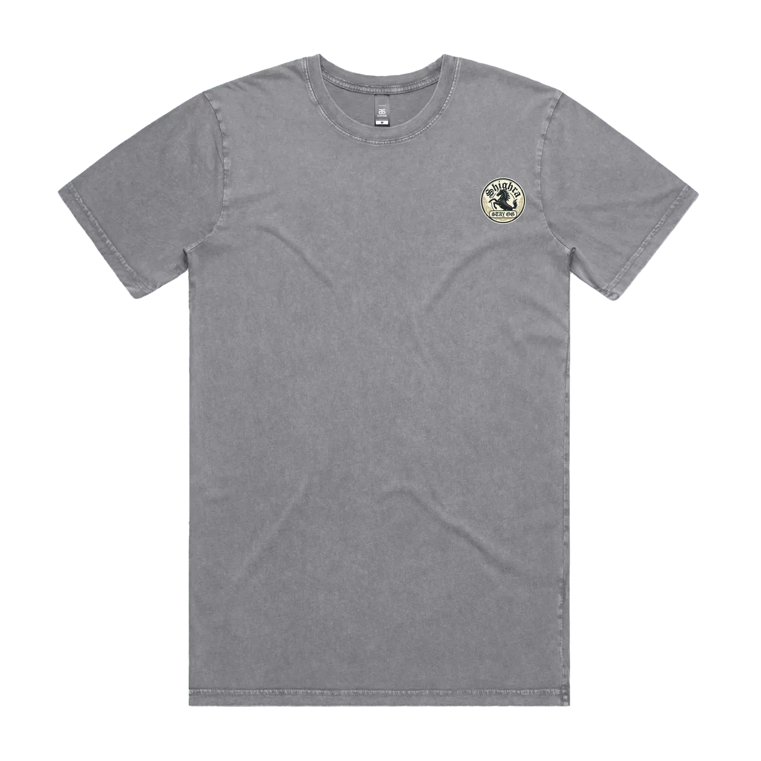 Mens Staple Stone Wash T-Shirt - 'Shighra' Chest Logo