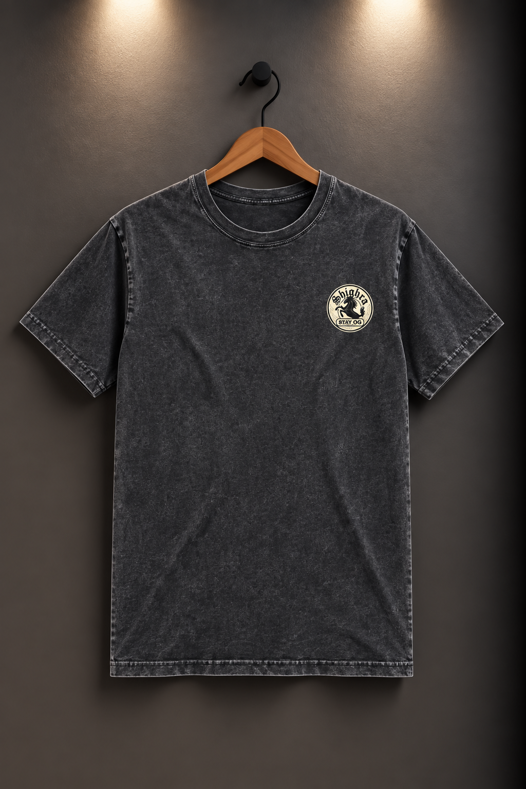 Mens Staple Stone Wash T-Shirt - 'Shighra' Chest Logo