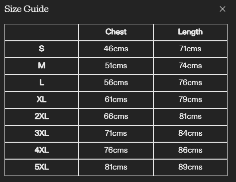 Size chart