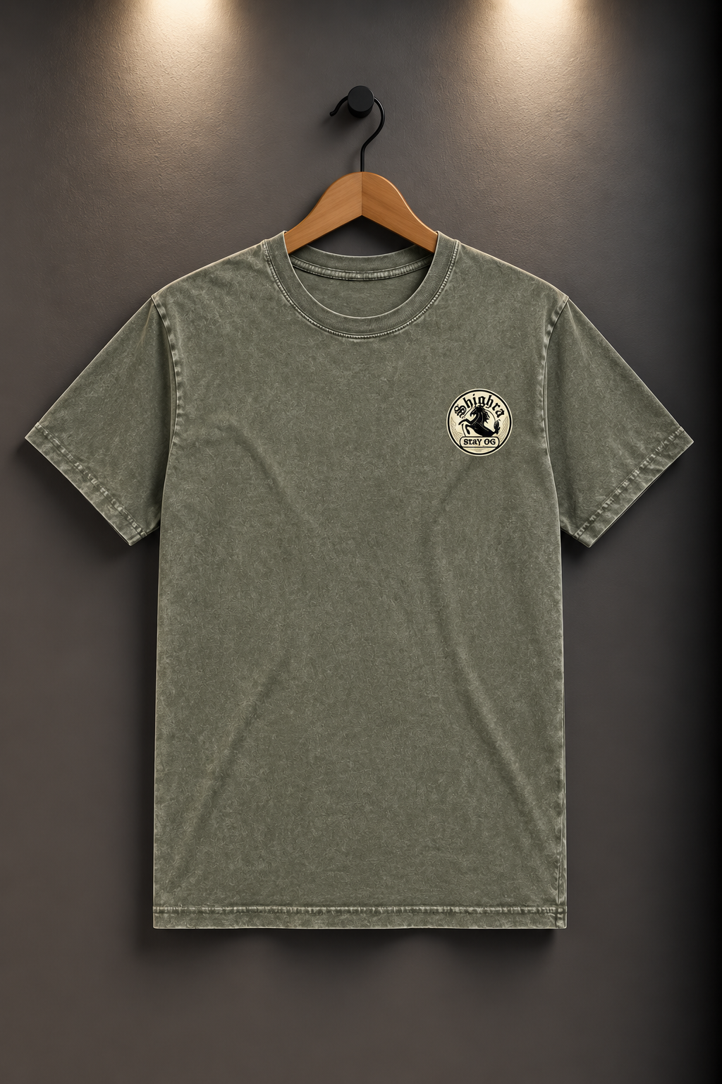 Mens Staple Stone Wash T-Shirt - 'Shighra' Chest Logo