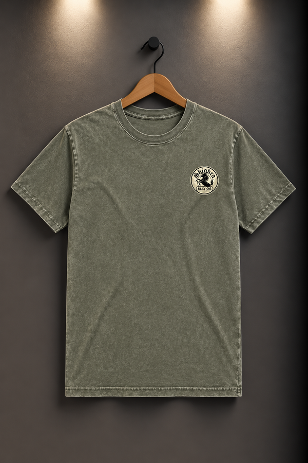 Mens Staple Stone Wash T-Shirt - 'Shighra' Chest Logo