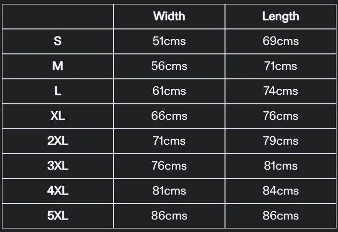 Size chart