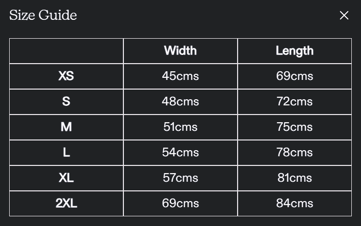 Size chart
