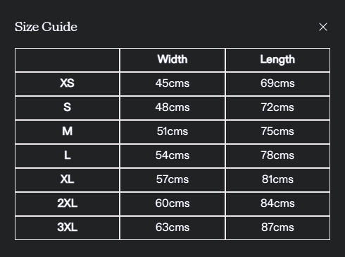 Size chart