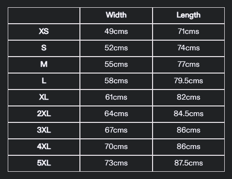 Size chart