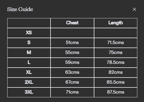 Size chart