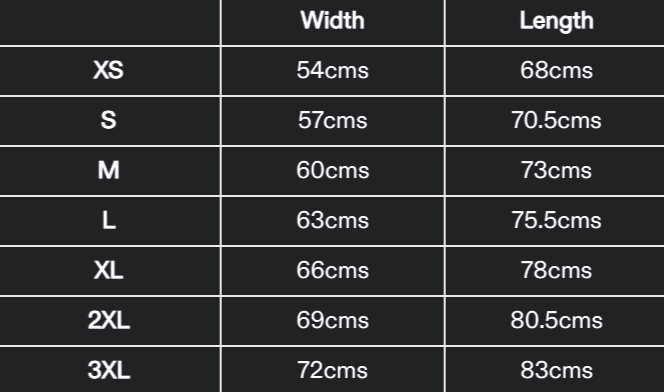 Size chart