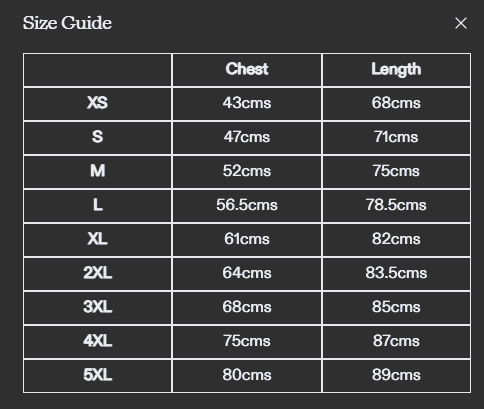 Size chart
