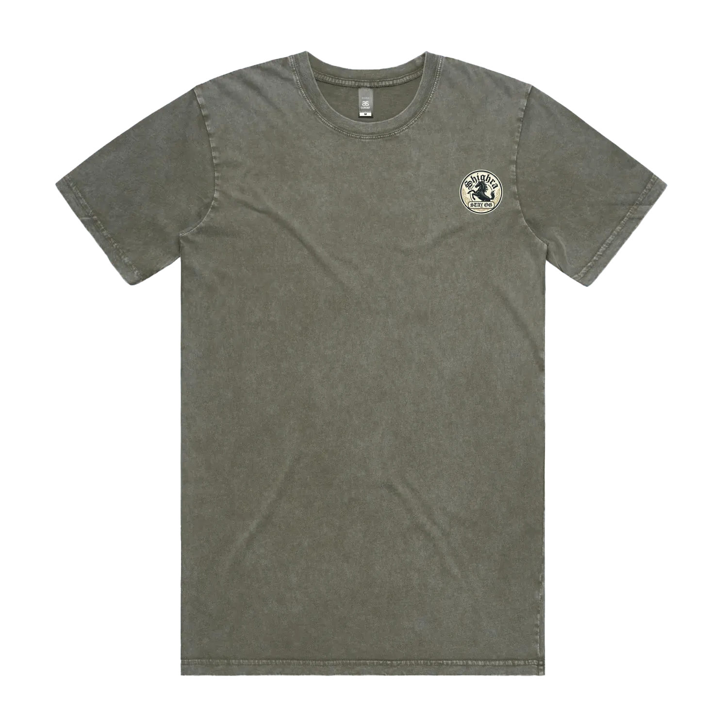 Mens Staple Stone Wash T-Shirt - 'Shighra' Chest Logo