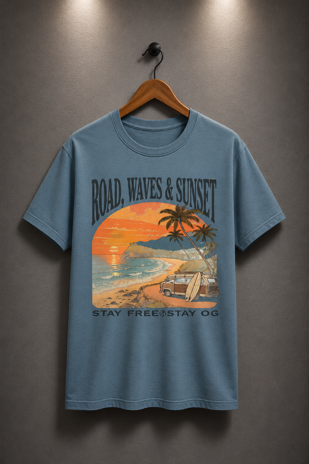 Road, Waves, Sunset Graphic Cotton Tee