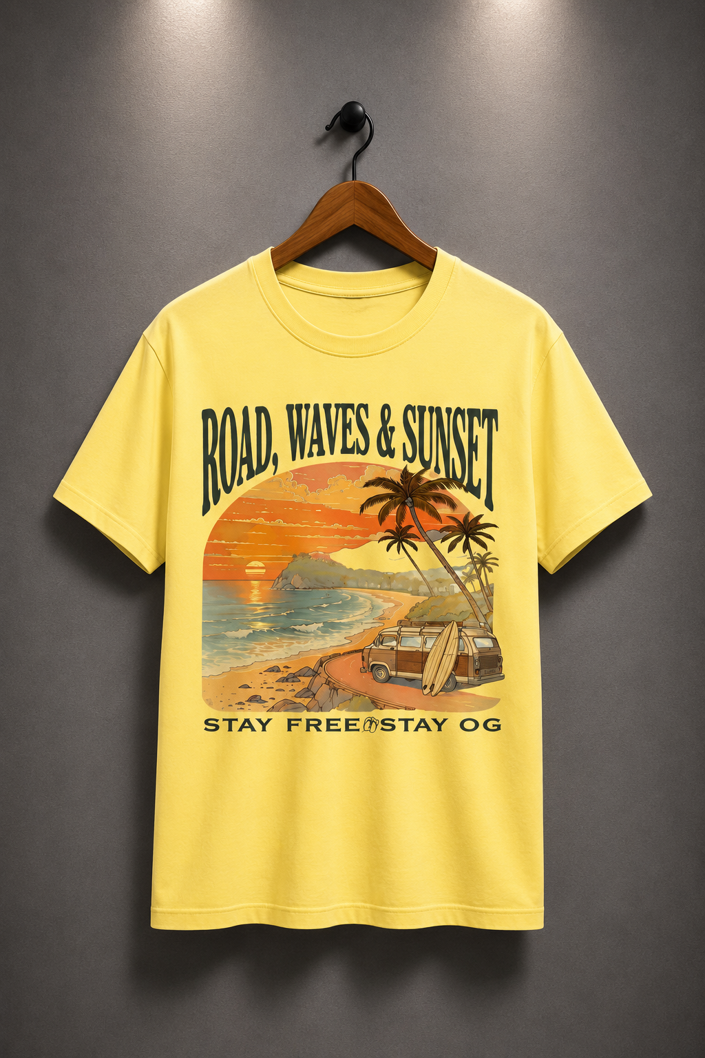 Road, Waves, Sunset Graphic Cotton Tee
