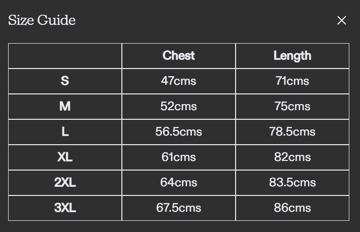 Size chart
