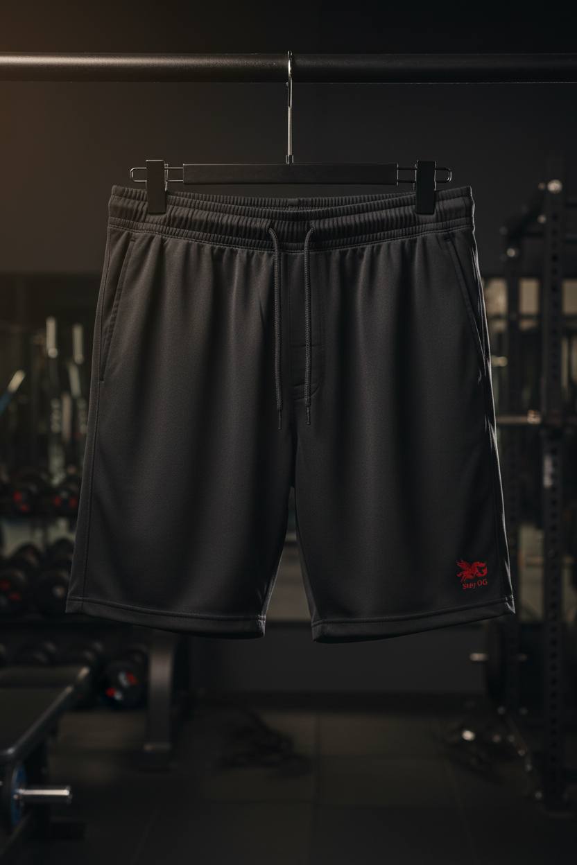 Active Shorts — Black — Drawstring Waist