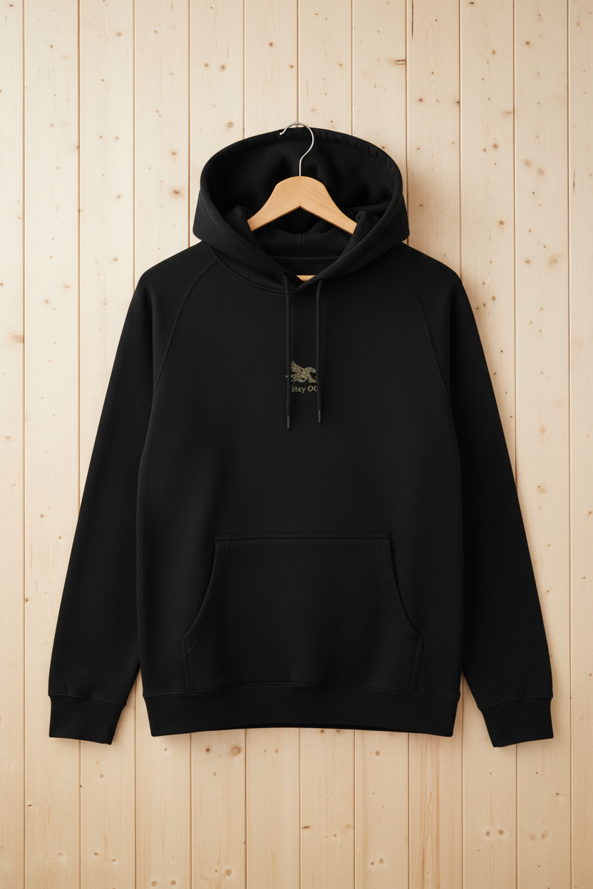Black Hoodie - Wooden Hanger