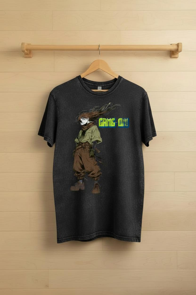 Black Stone Wash GAME-ON Tee - Corrected
