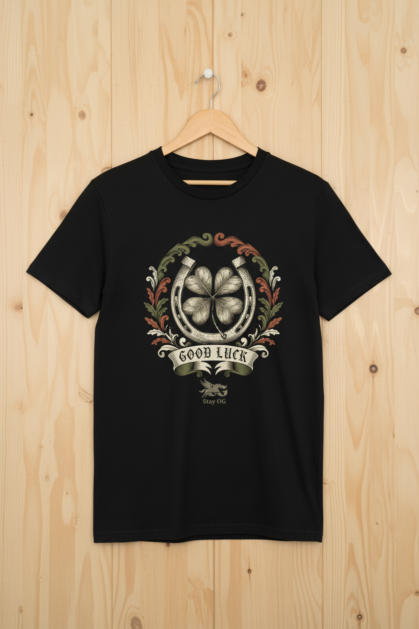 Black Tee - Light Wood Background