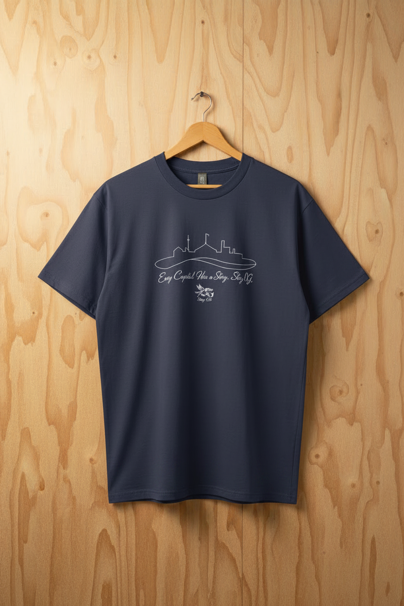 Capital Story – Midnight Blue on Wooden Hanger