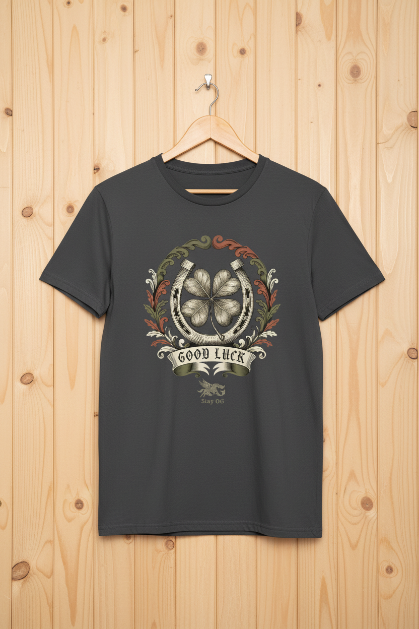 Charcoal Tee - Light Wood Background