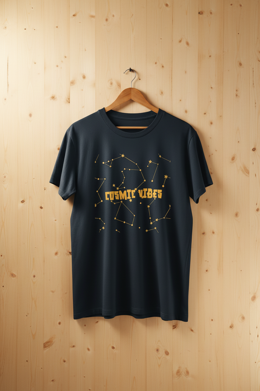 Cosmic Vibes Navy - Light Wood