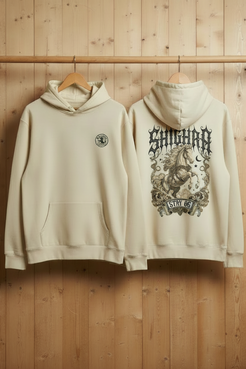 Ecru Hoodie - Light Wooden Wall