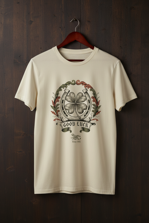 Ecru Tee - Dark Wood Background