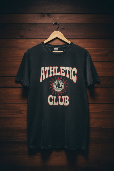 Faded Black Tee on Dark Wood