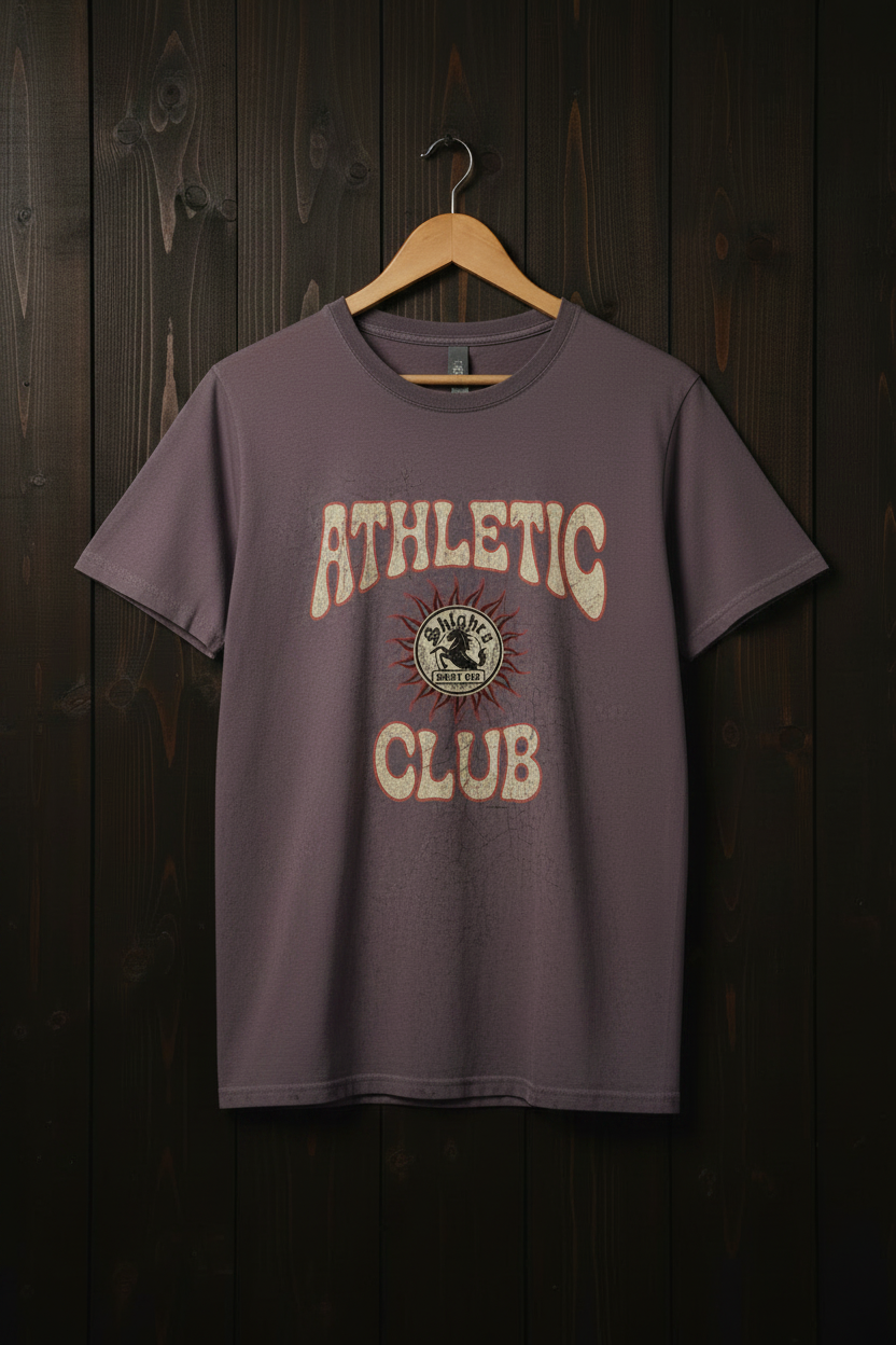 Faded Mauve Tee on Dark Wood