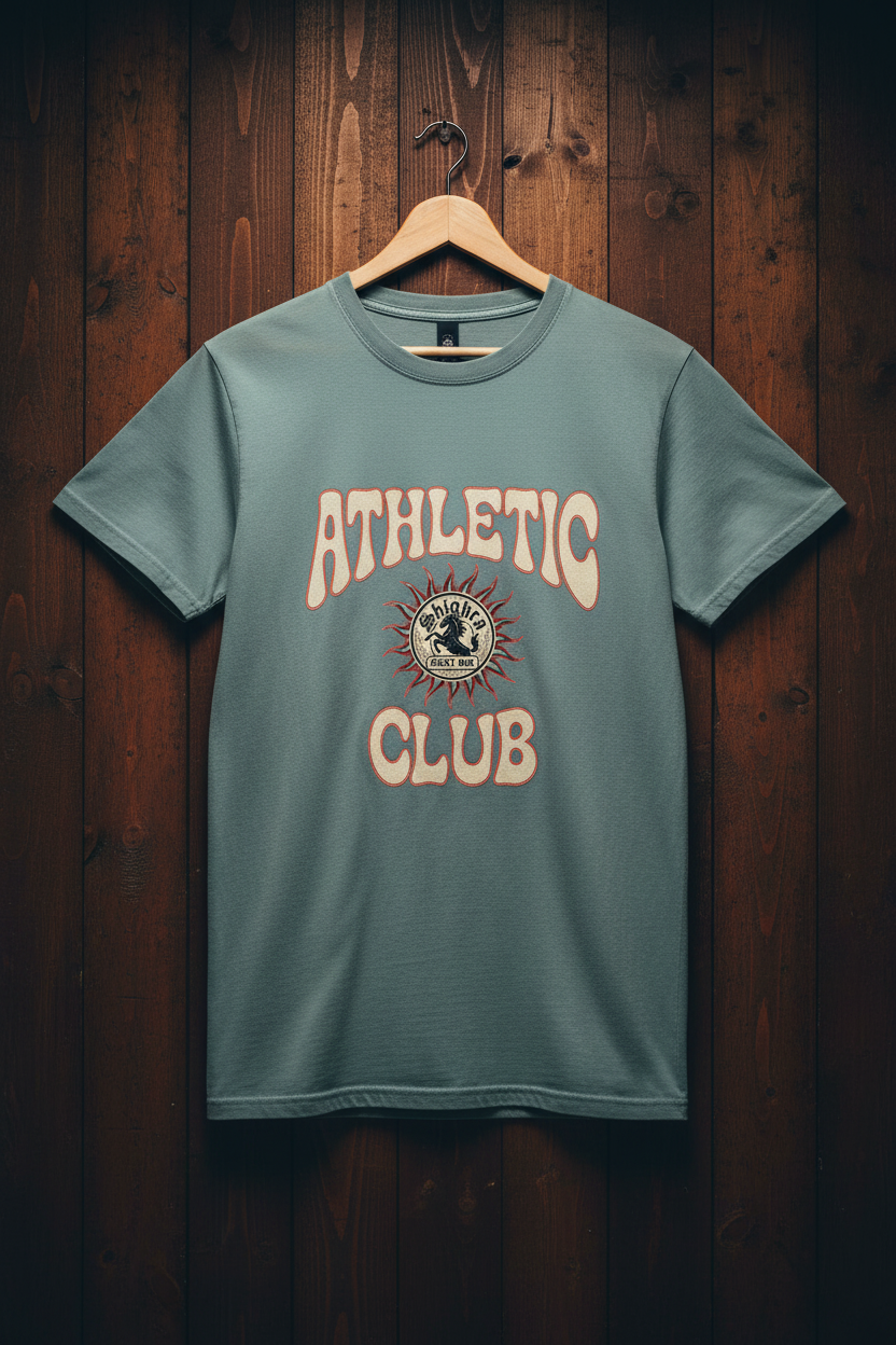 Faded Slate Tee on Dark Wood