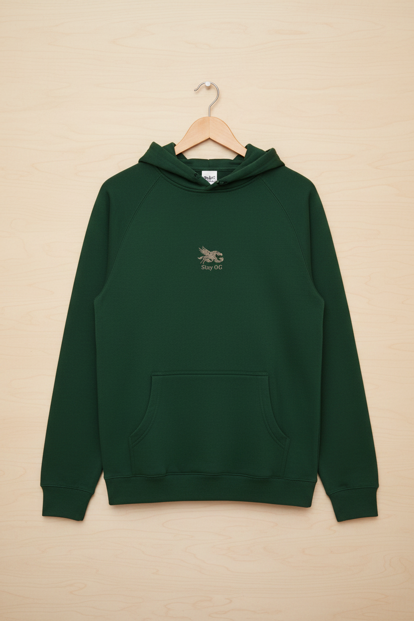 Forest Green Hoodie - Wooden Hanger