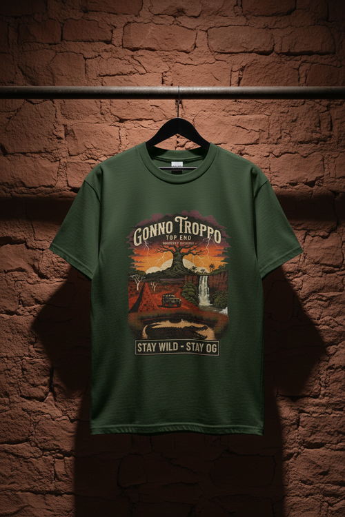 Gonno Troppo — Forest Green on Red Rock