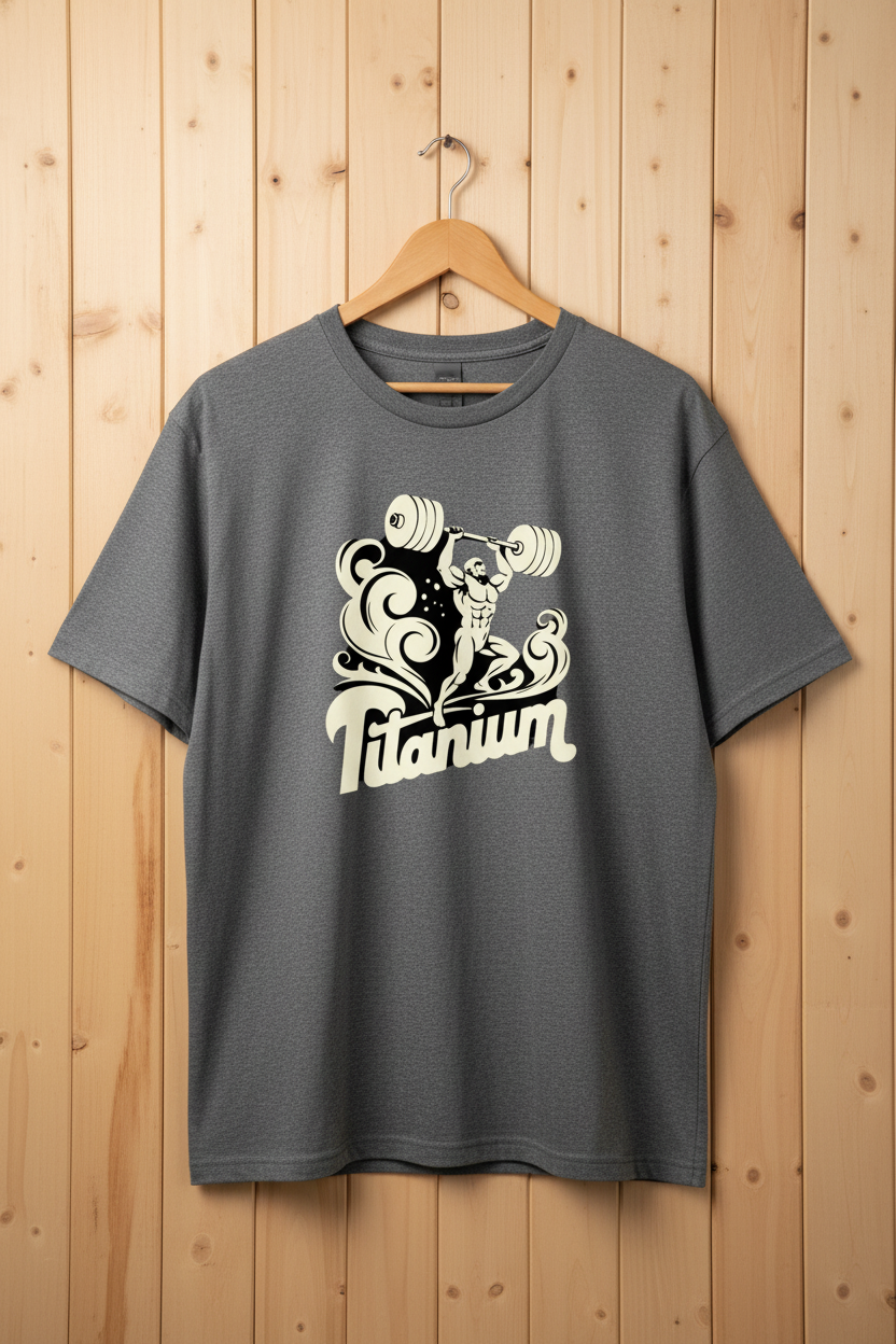 Graphite Titanium Tee on wooden hanger