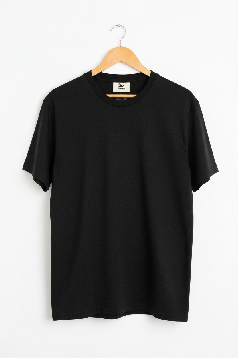 Heavy Cotton Tee — Black — White Studio