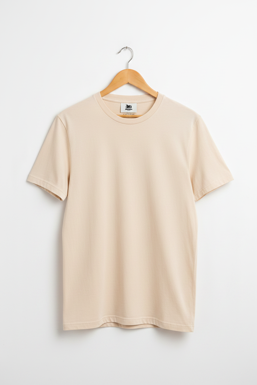 Heavy Cotton Tee — Natural — White Studio