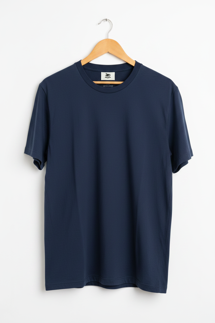 Heavy Cotton Tee — Navy — White Studio