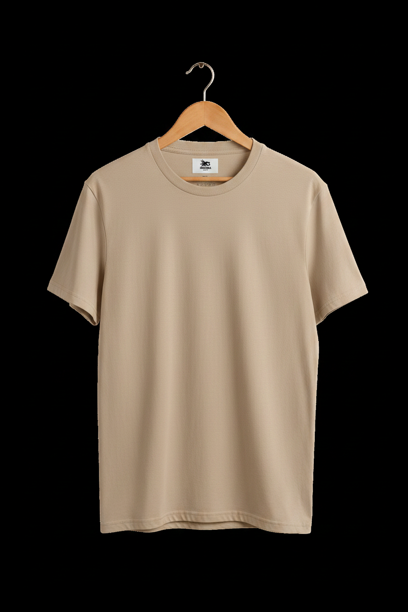 Heavy Cotton Tee — Sand — White Studio