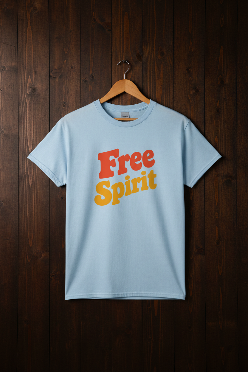 Light Blue Free Spirit Tee - Dark Wood