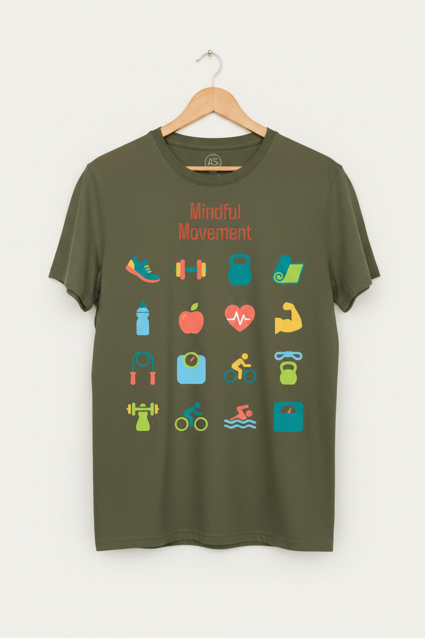 Mindful Movement - Army Green on Wooden Hanger