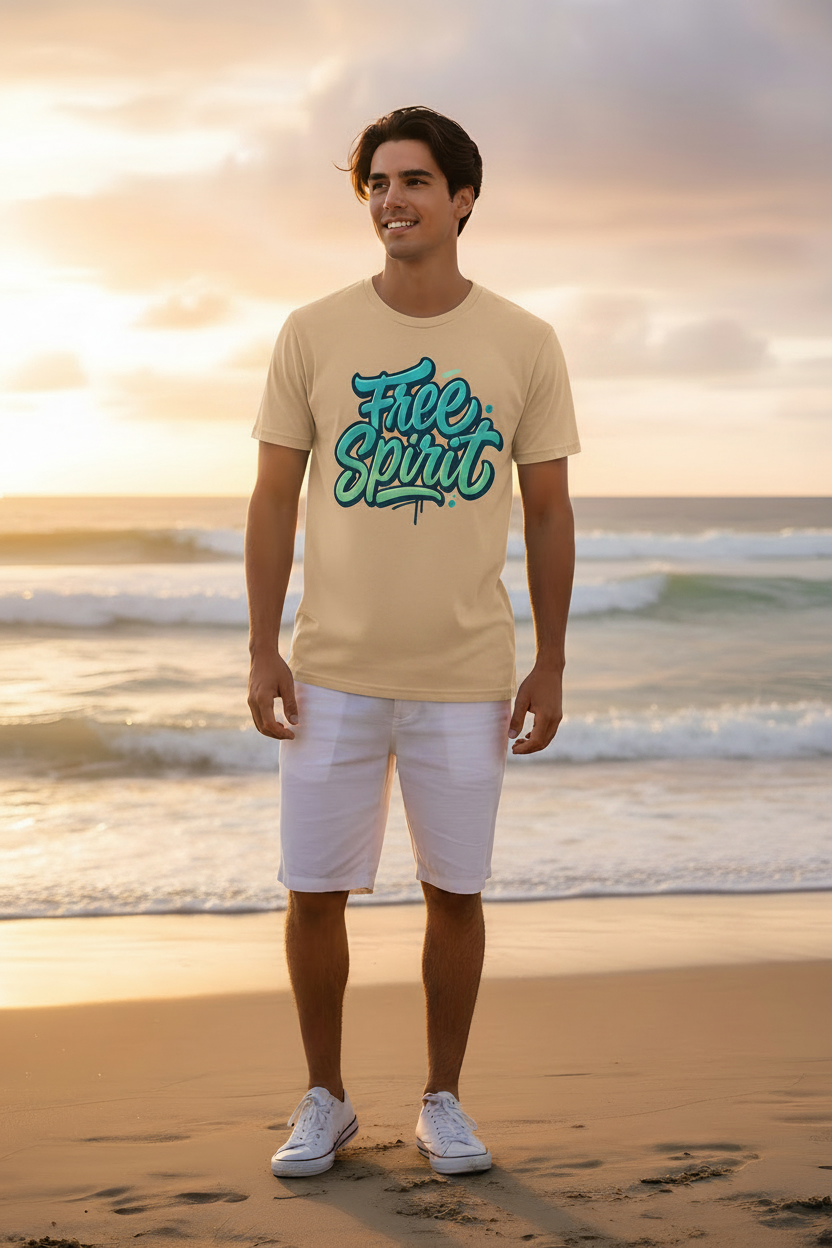 Model in Sand Free Spirit Tee