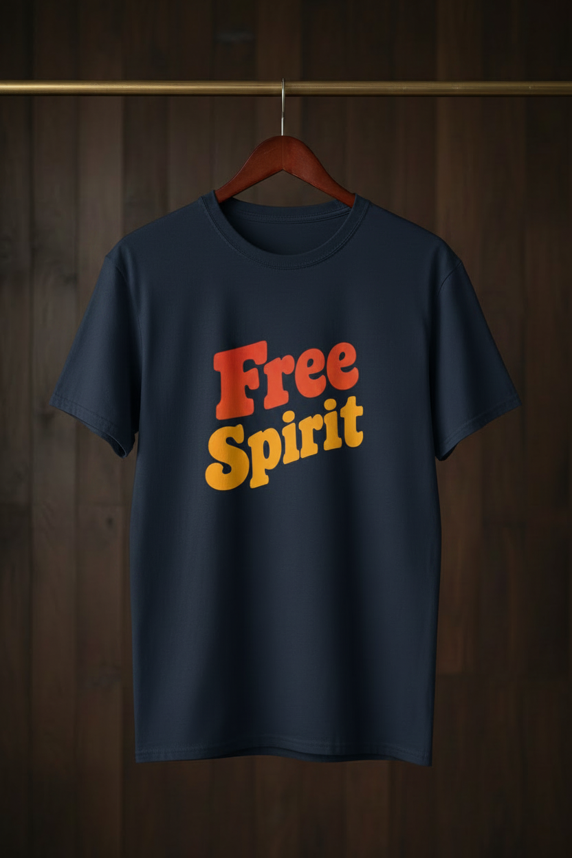 Navy Free Spirit Tee - Dark Wood