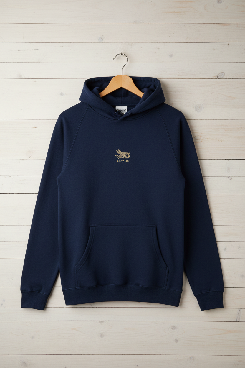 Navy Hoodie - Wooden Hanger