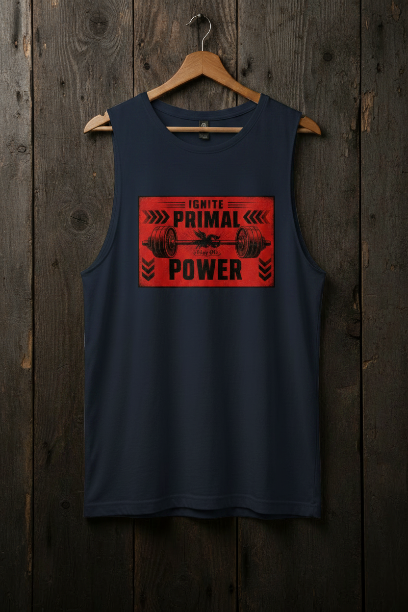 Navy Long Tank - Dark Rustic Wood