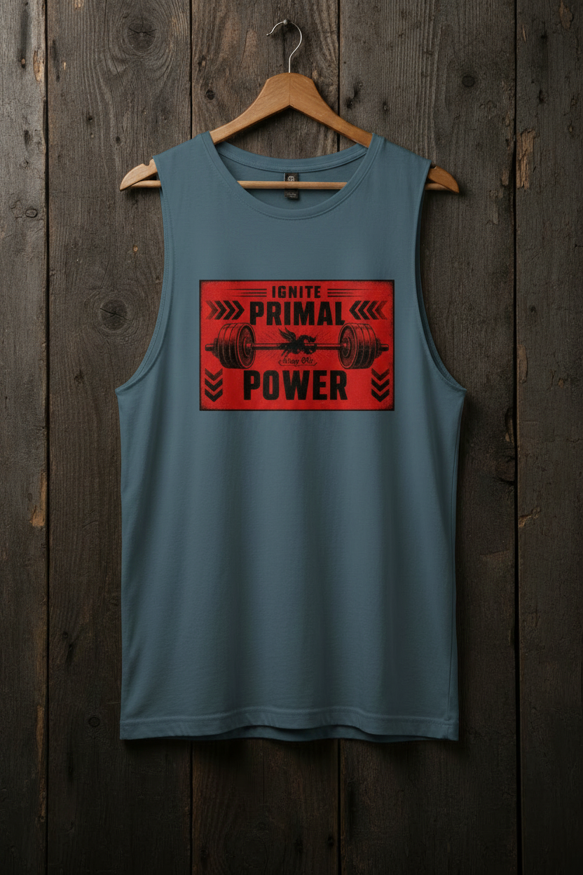 Petrol Blue Long Tank - Dark Rustic Wood