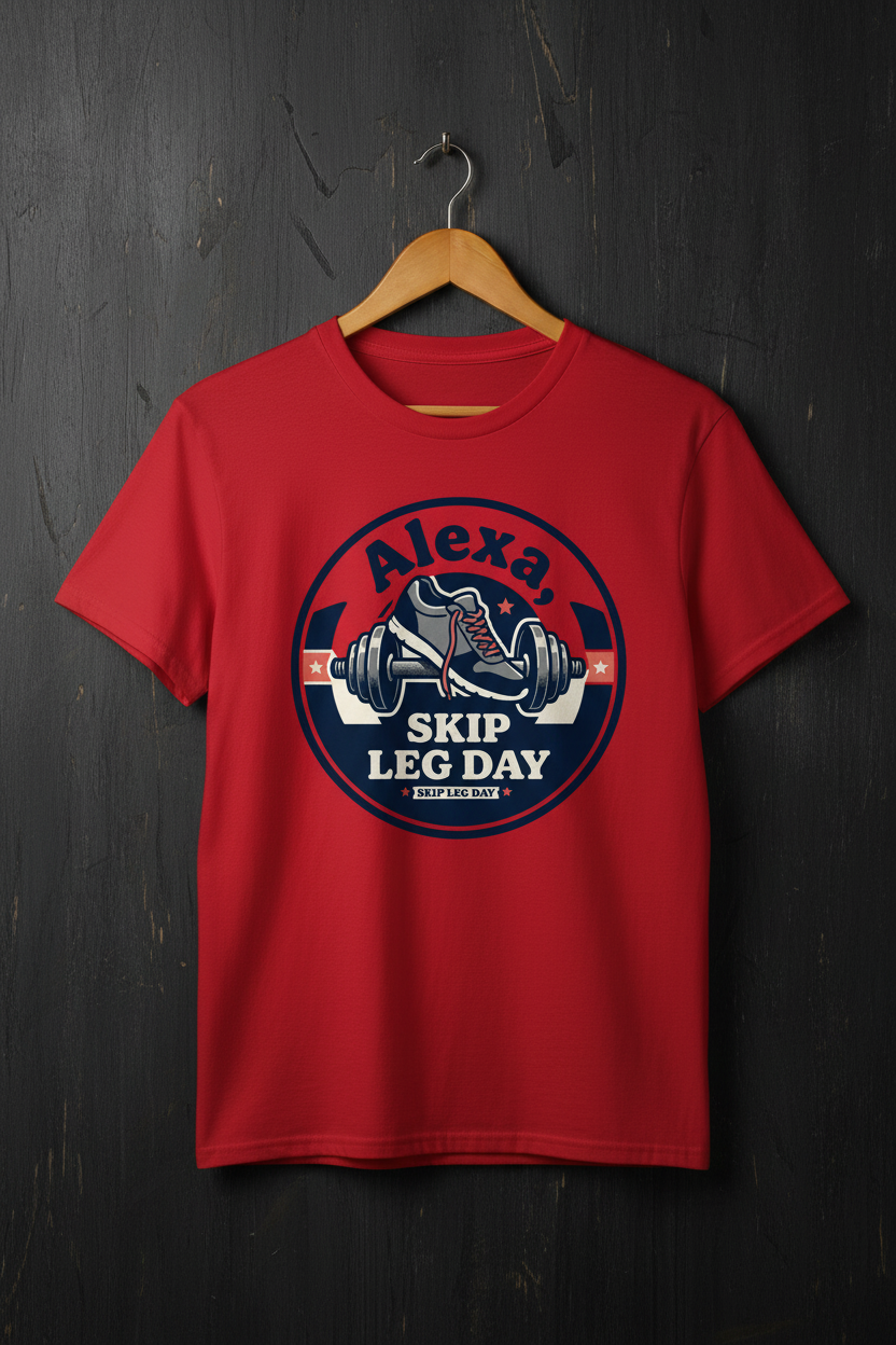 Red Tee on Wooden Hanger