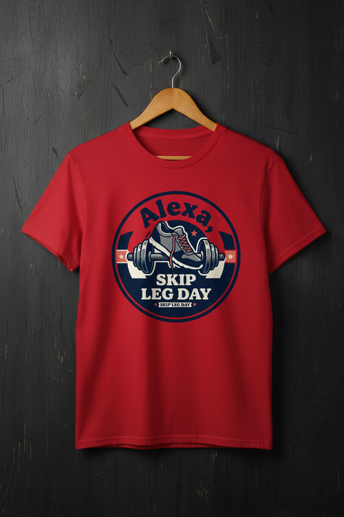 Red Tee on Wooden Hanger