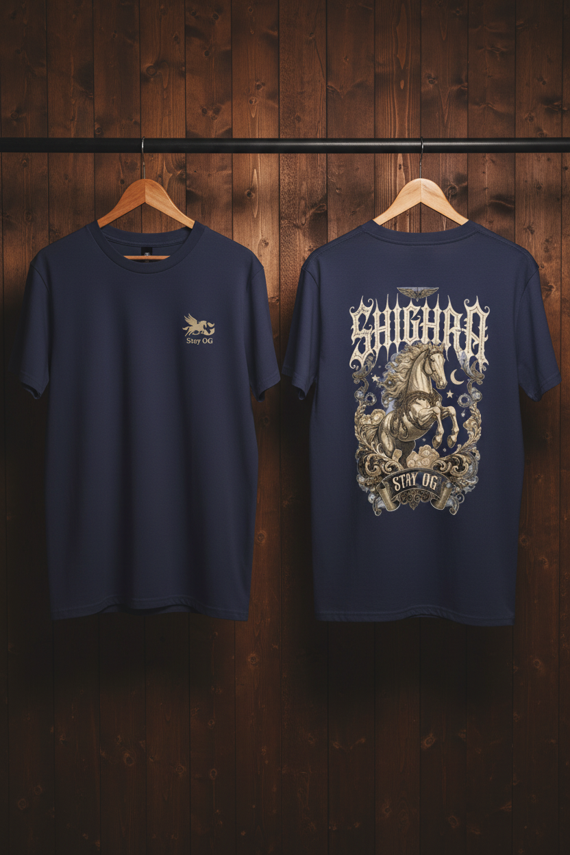 Shighra Midnight Blue Brown Wood
